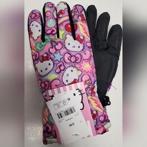 S/M Girls Hello Kitty Ski Gloves Young Kids  Multicolor Pink Design Winter New
